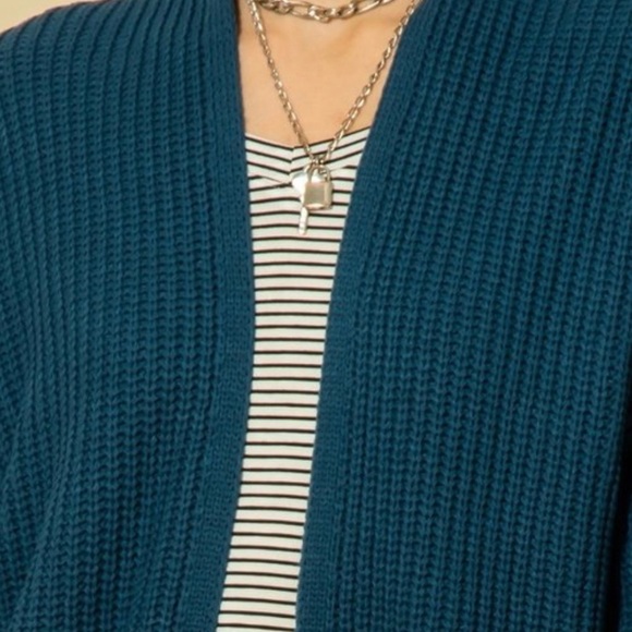 NEW TRENDY BURGUNDY OPEN FRONT CARDIGAN KNIT SWEATER - Picture 5 of 5